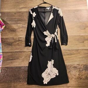 New York & Company Black Dress with White Lace